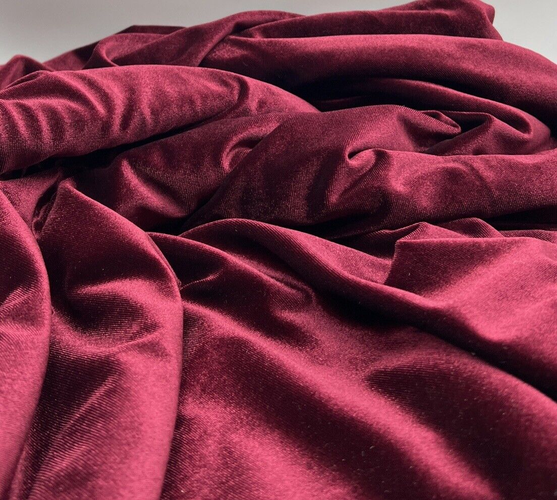 Burgundy Plain Velour Spandex Stretch Fabric