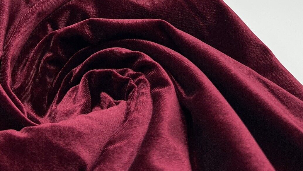 Burgundy Plain Velour Spandex Stretch Fabric