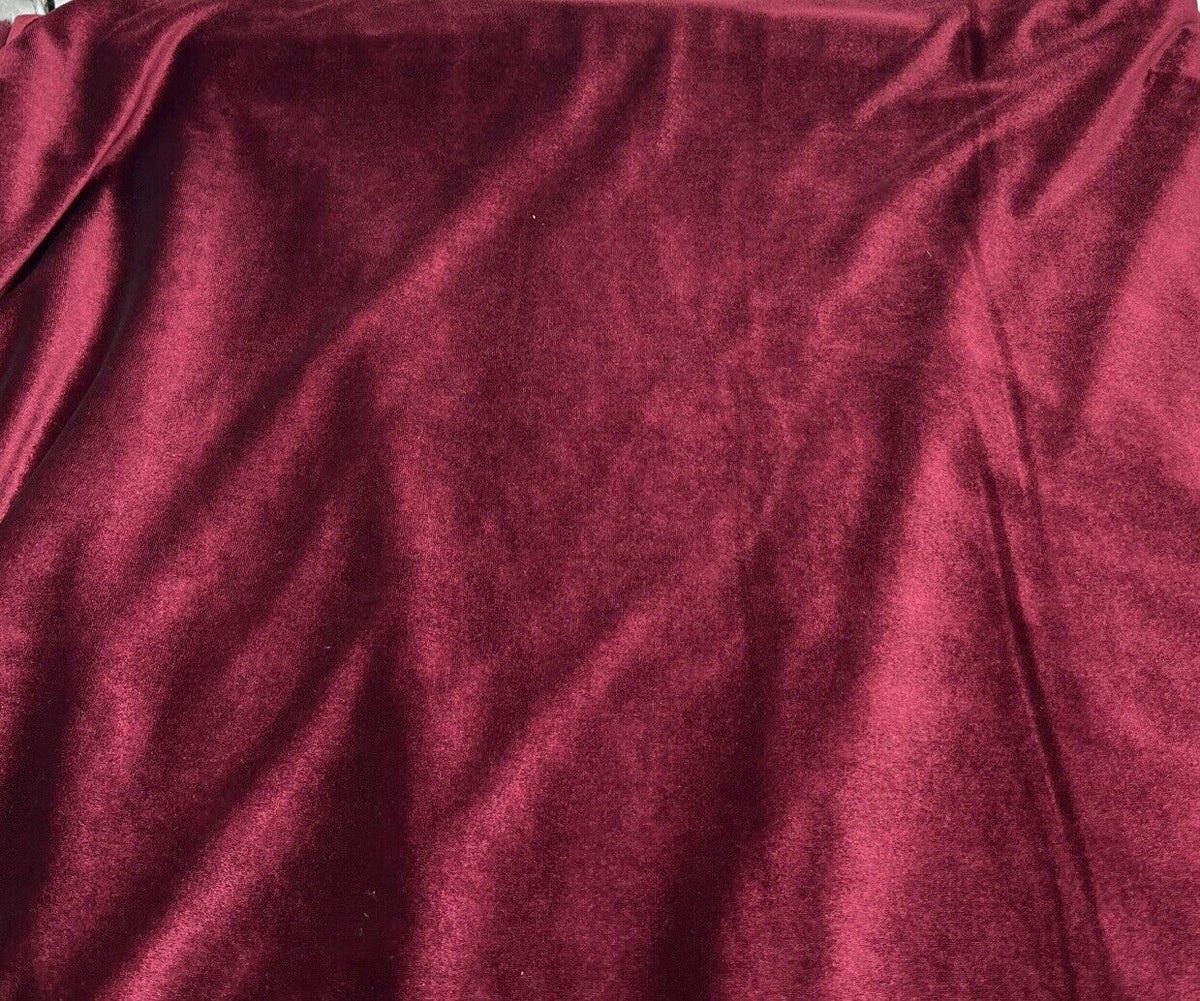 Burgundy Plain Velour Spandex Stretch Fabric