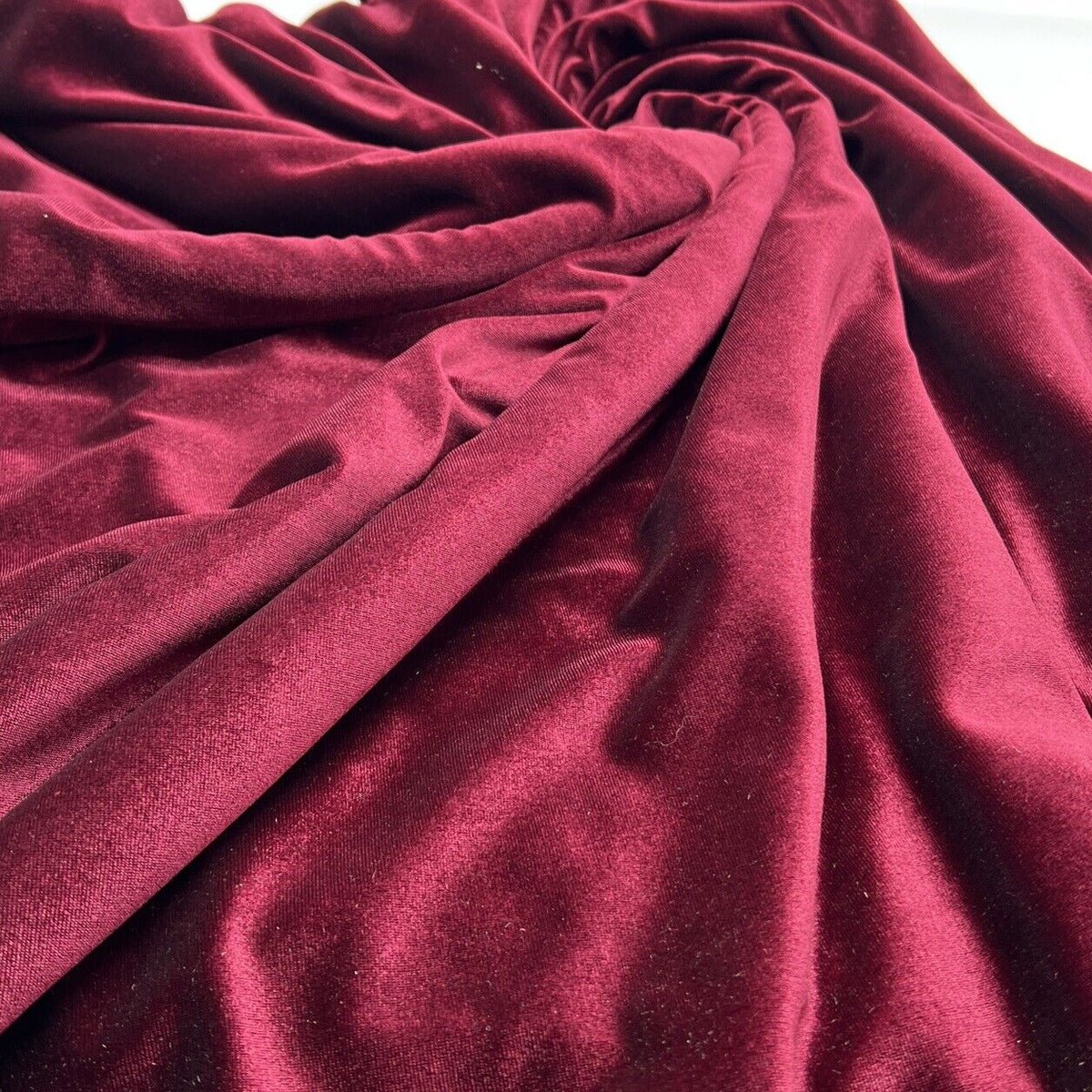 Burgundy Plain Velour Spandex Stretch Fabric