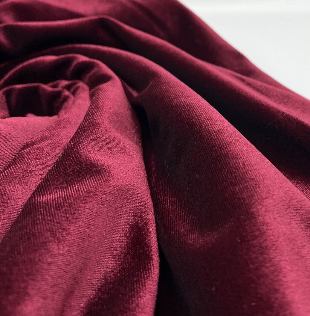Burgundy Plain Velour Spandex Stretch Fabric