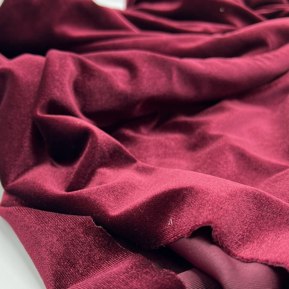 Burgundy Plain Velour Spandex Stretch Fabric