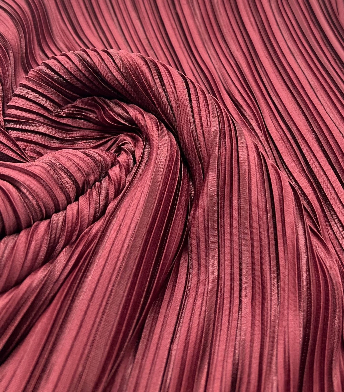 Burgundy Wide Plisse Pleated Stretch Fabric
