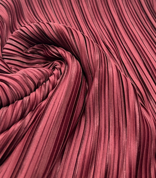 Burgundy Wide Plisse Pleated Stretch Fabric