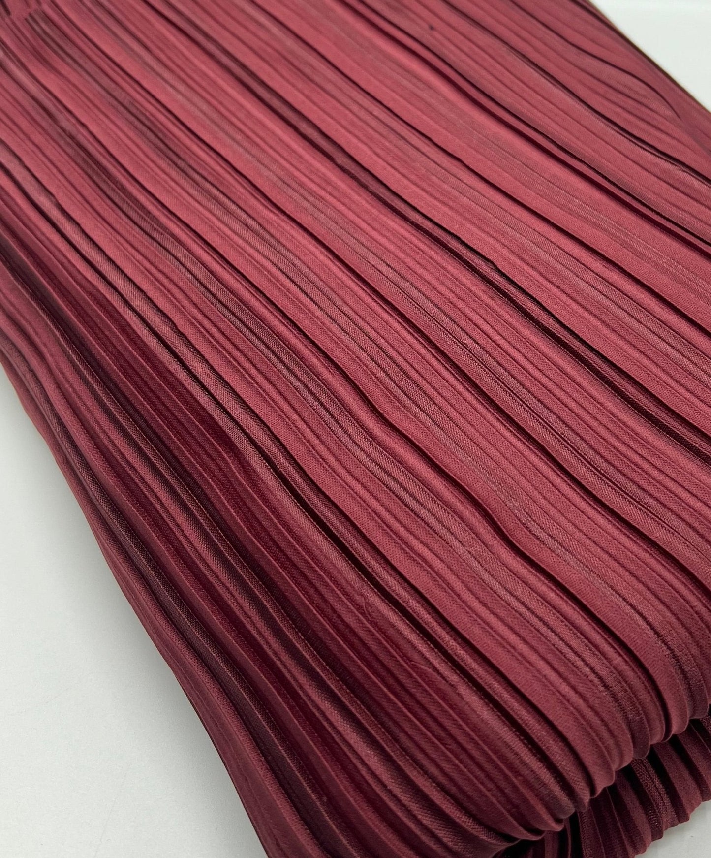 Burgundy Wide Plisse Pleated Stretch Fabric