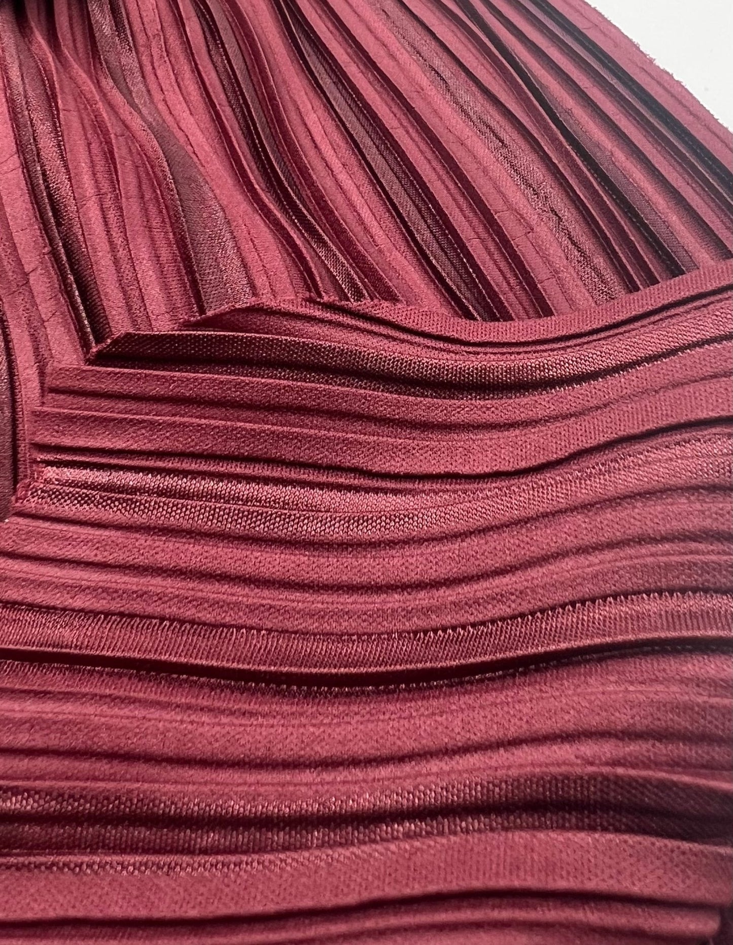 Burgundy Wide Plisse Pleated Stretch Fabric