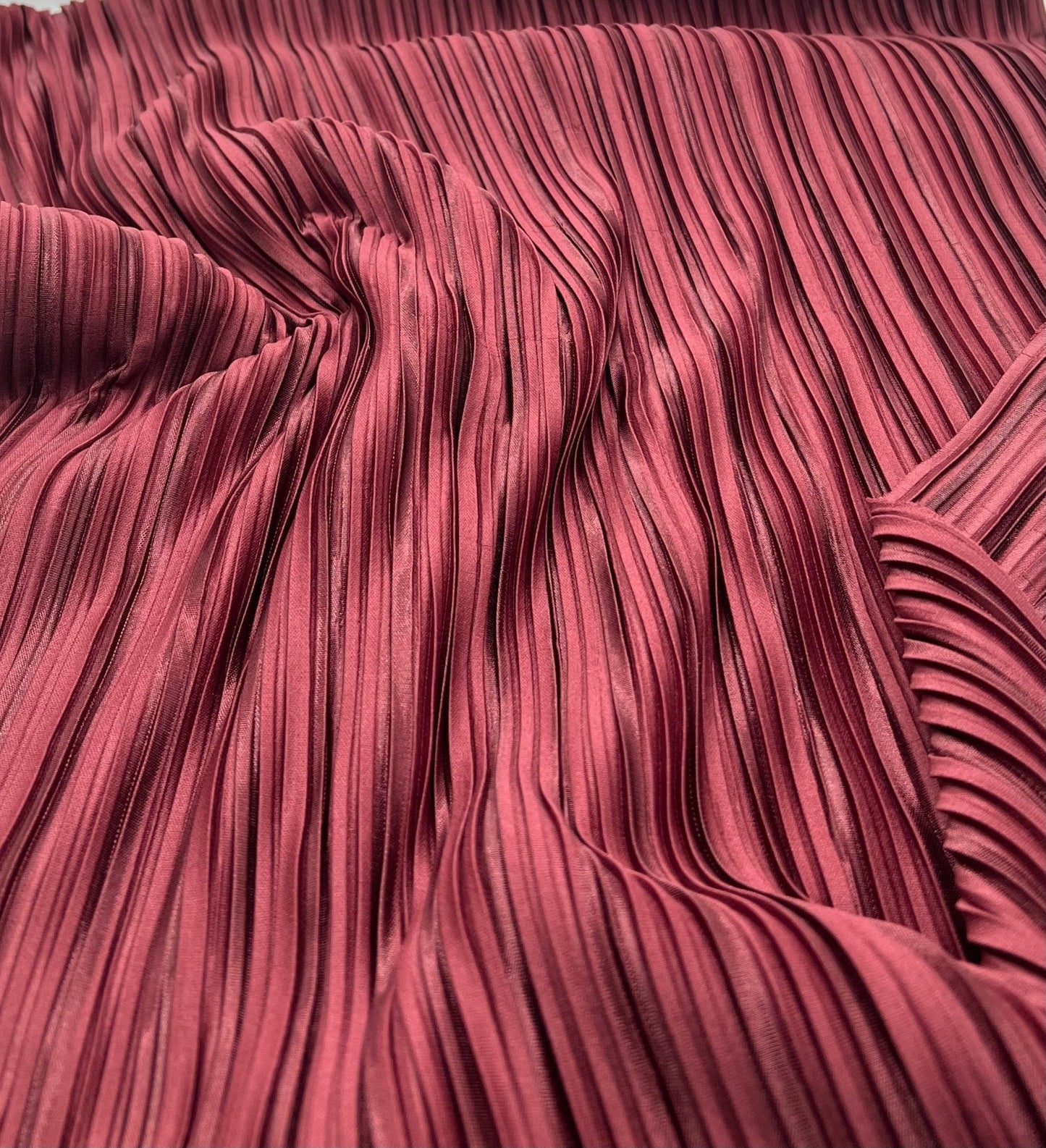 Burgundy Wide Plisse Pleated Stretch Fabric