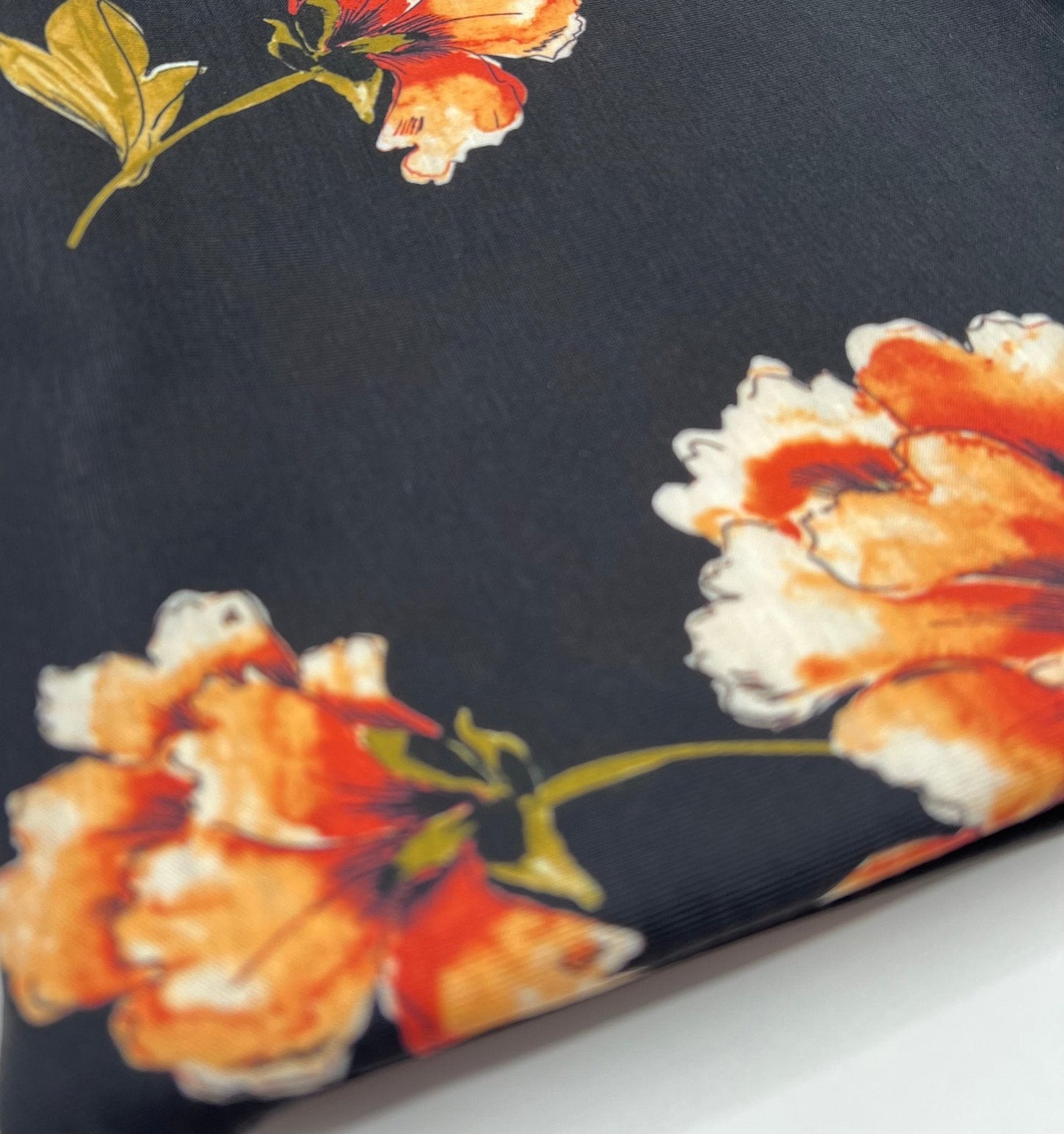 Burnt Orange Floral Print Spun Poly Stretch Fabric