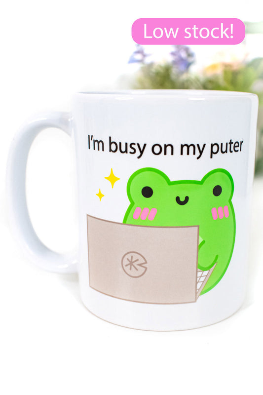 I'm Busy On My Puter Albert Mug