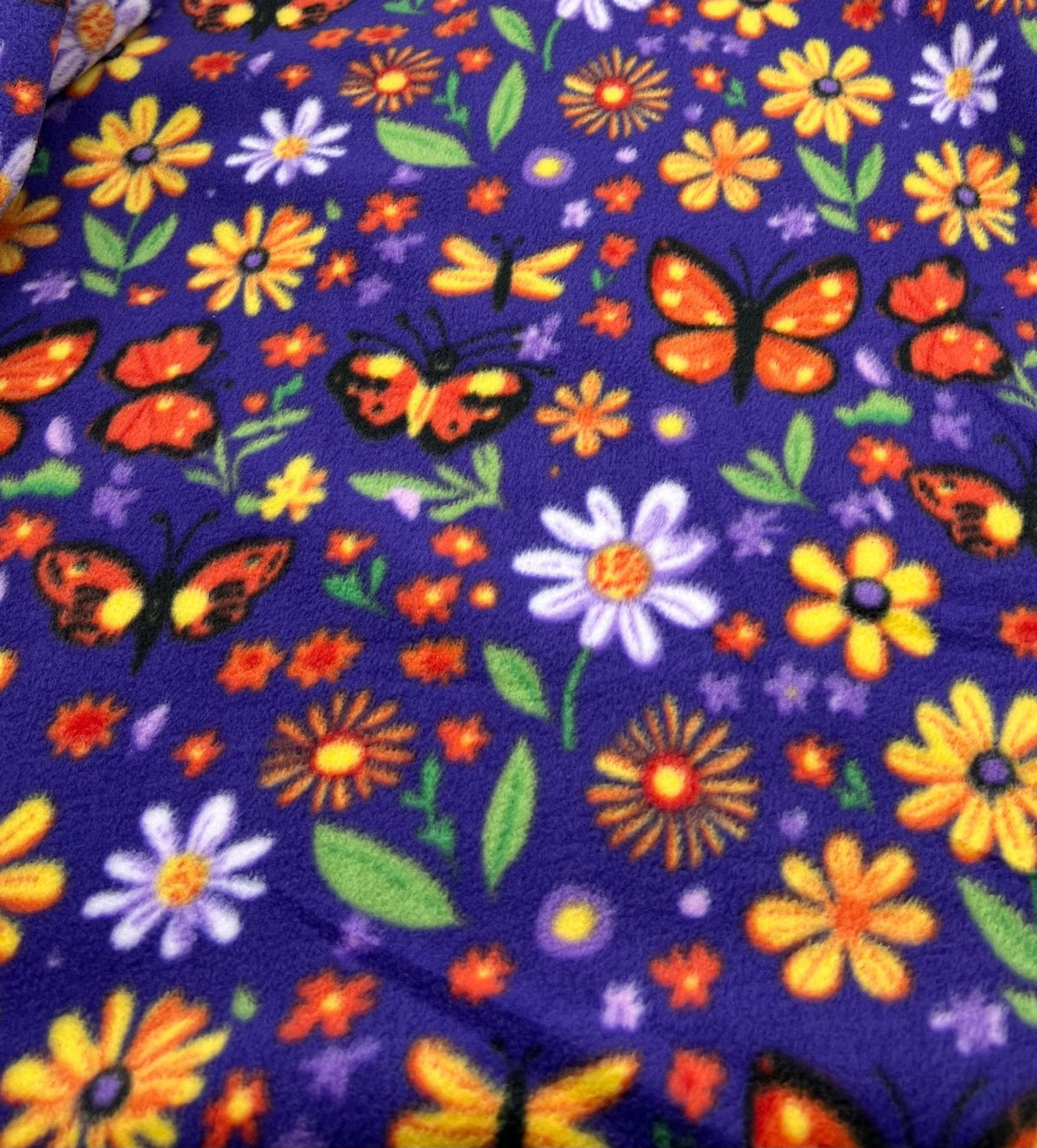Butterflies Printed Anti-Pil Polar Fleece Fabric Blanket Loungewear