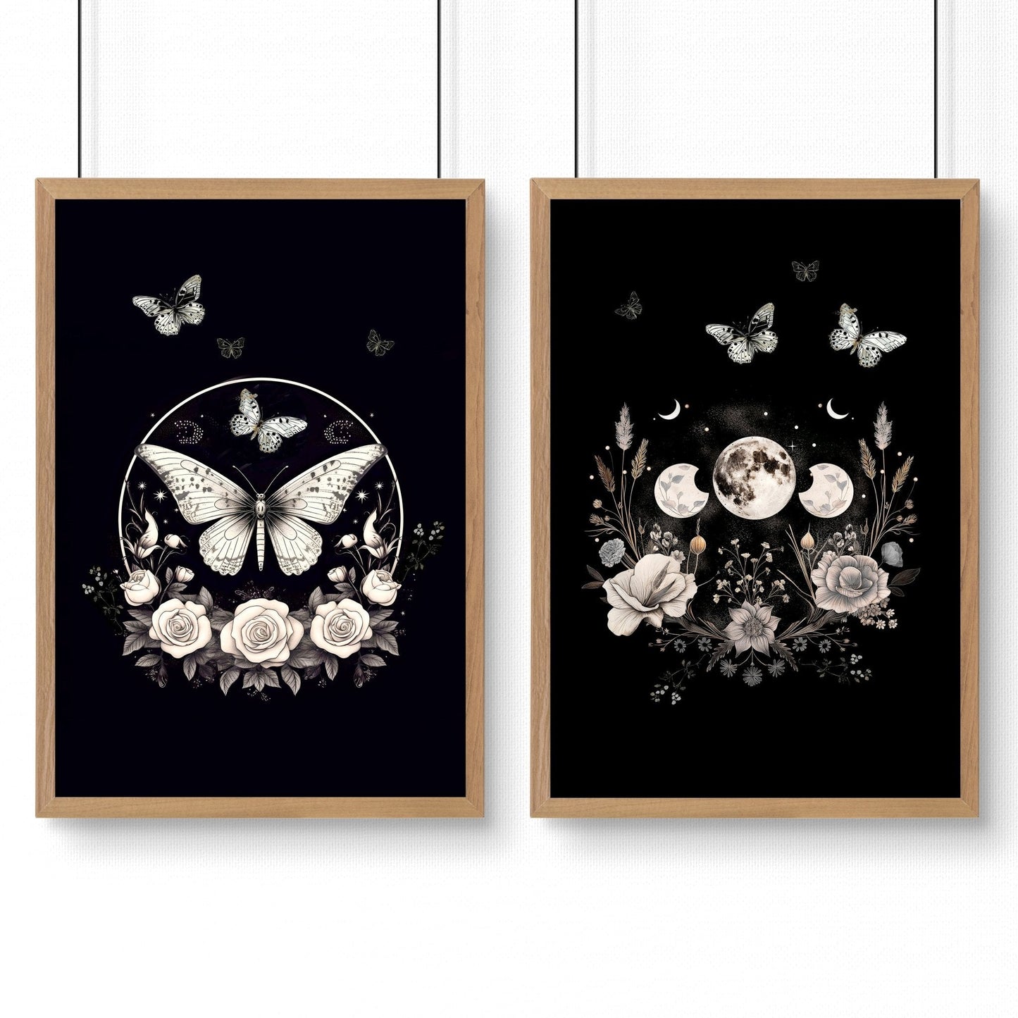 Butterfly Wall Art Decor | Set of 2 Dark Academy Wall art Prints