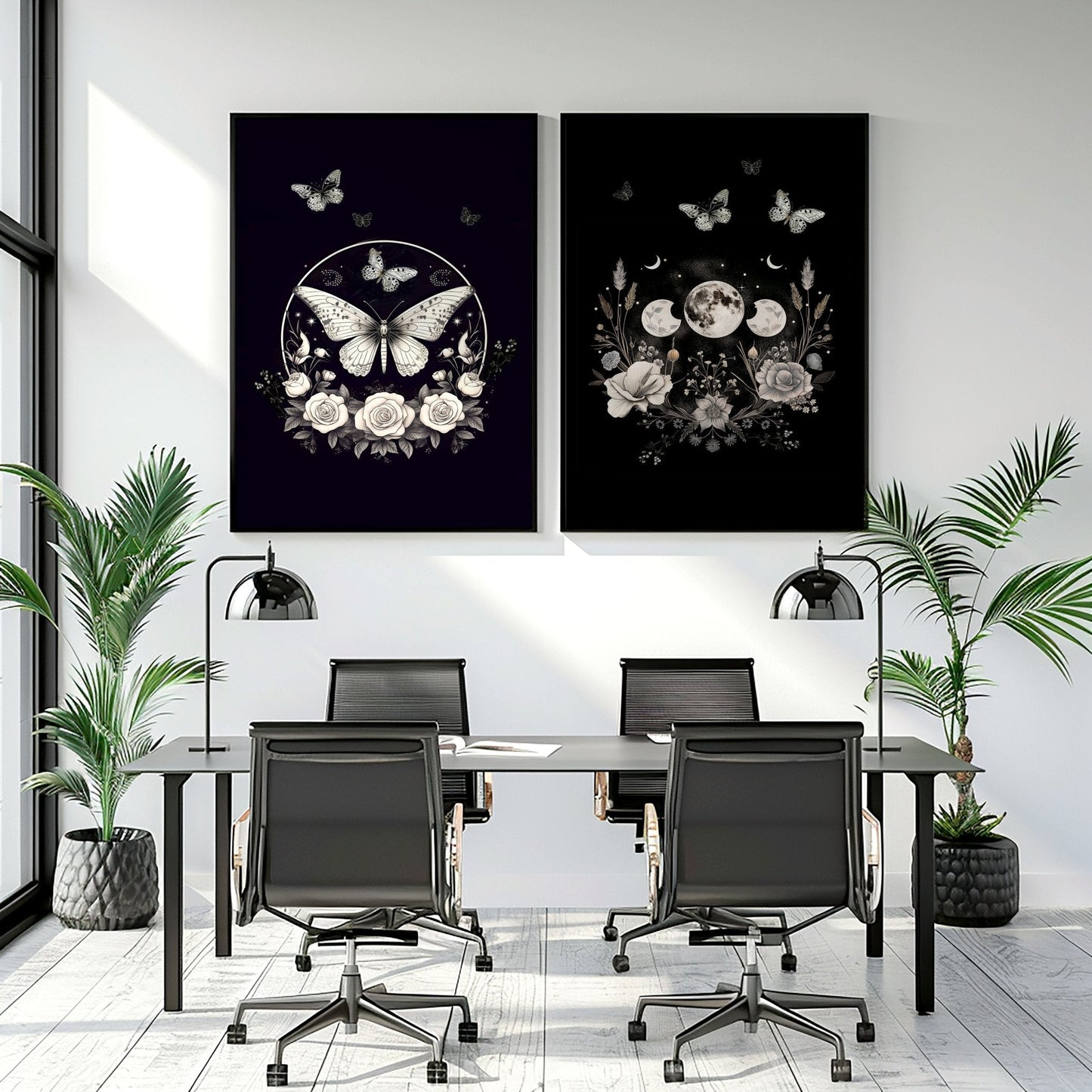 Butterfly Wall Art Decor | Set of 2 Dark Academy Wall art Prints