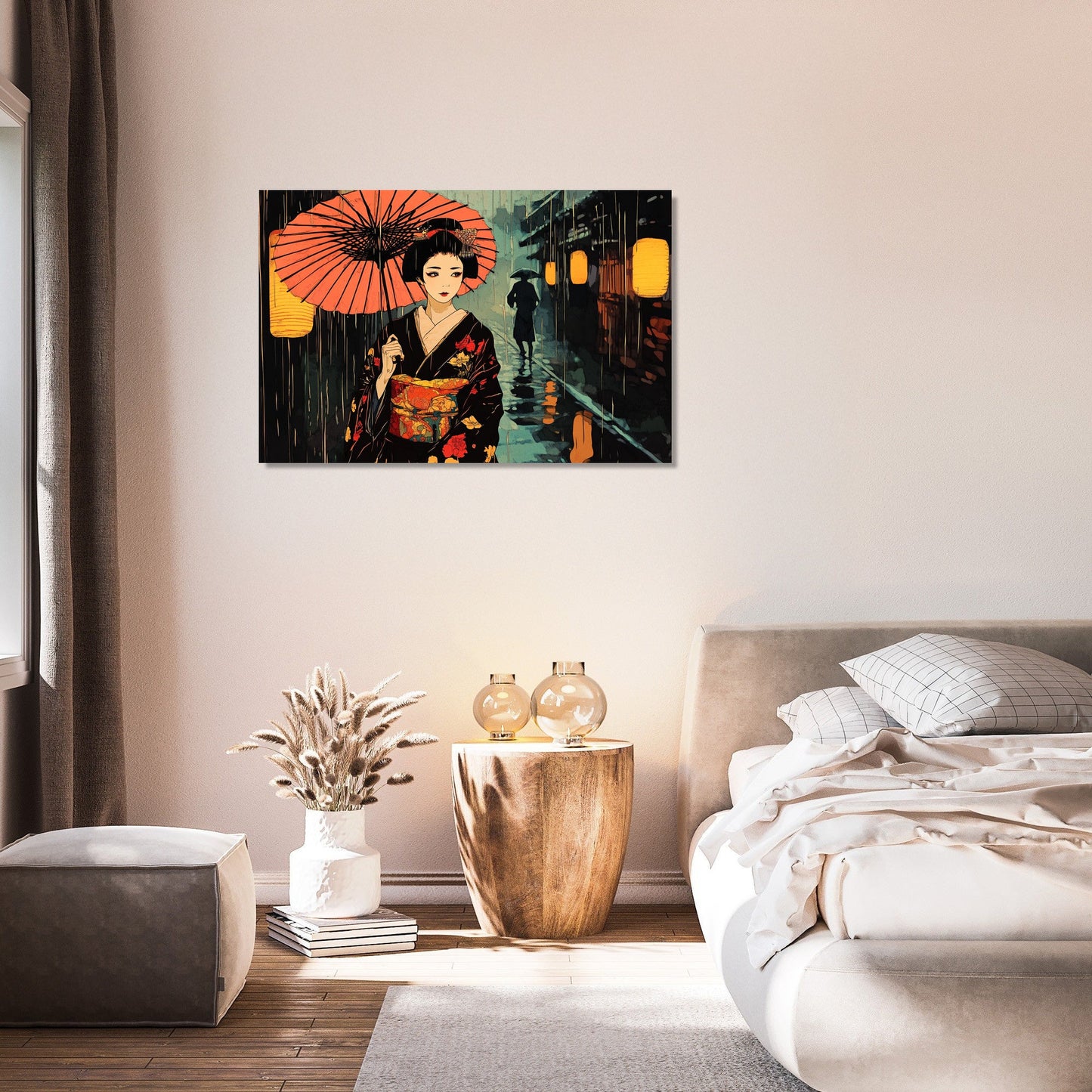 Geisha in the Rain Canvas