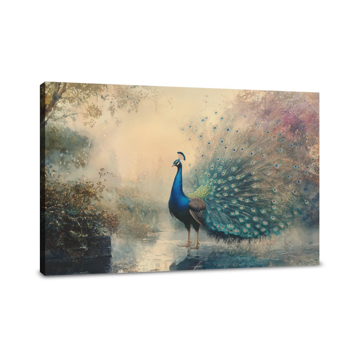 Peacock Tranquility Sunrise Canvas