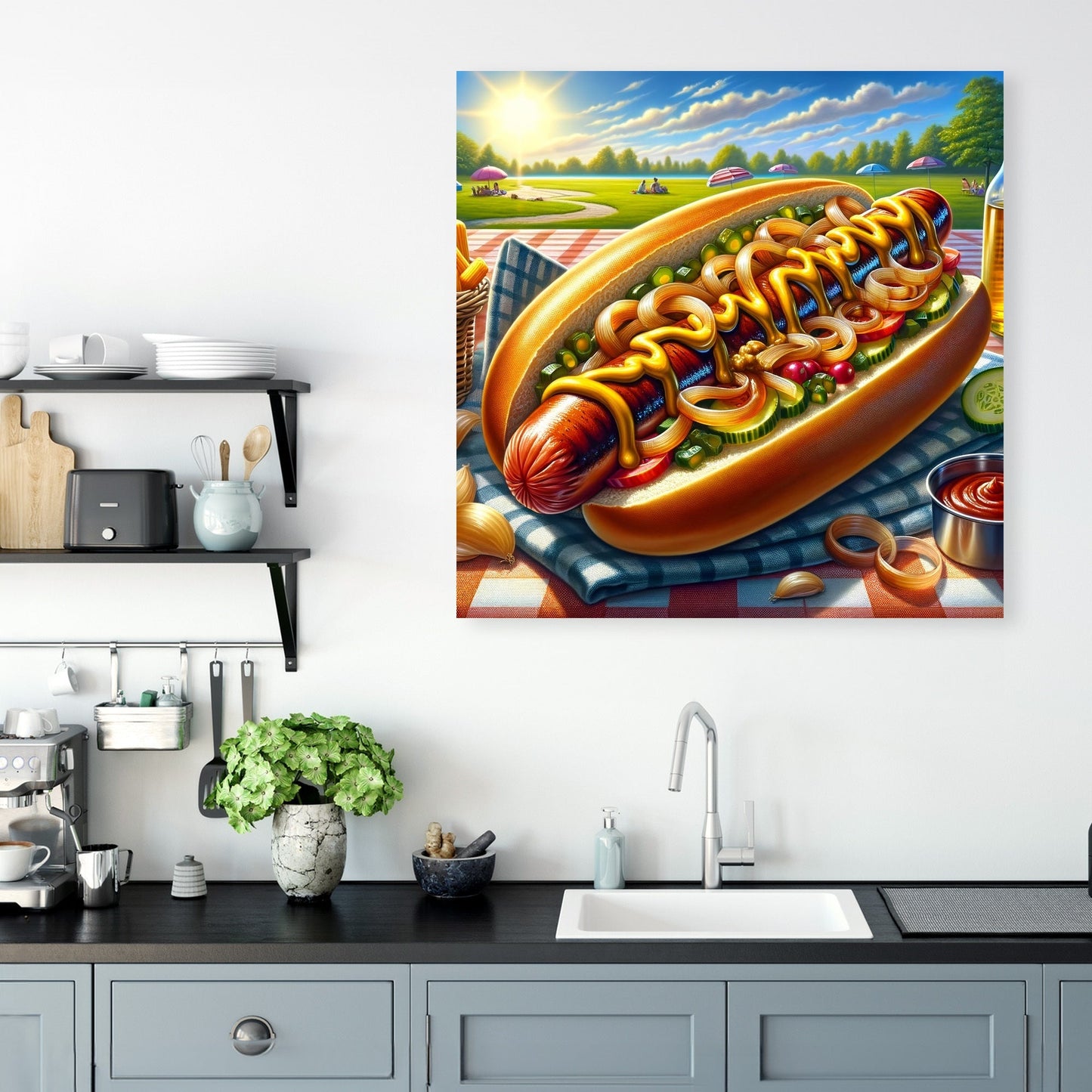 Summer Picnic Hot Dog Canvas