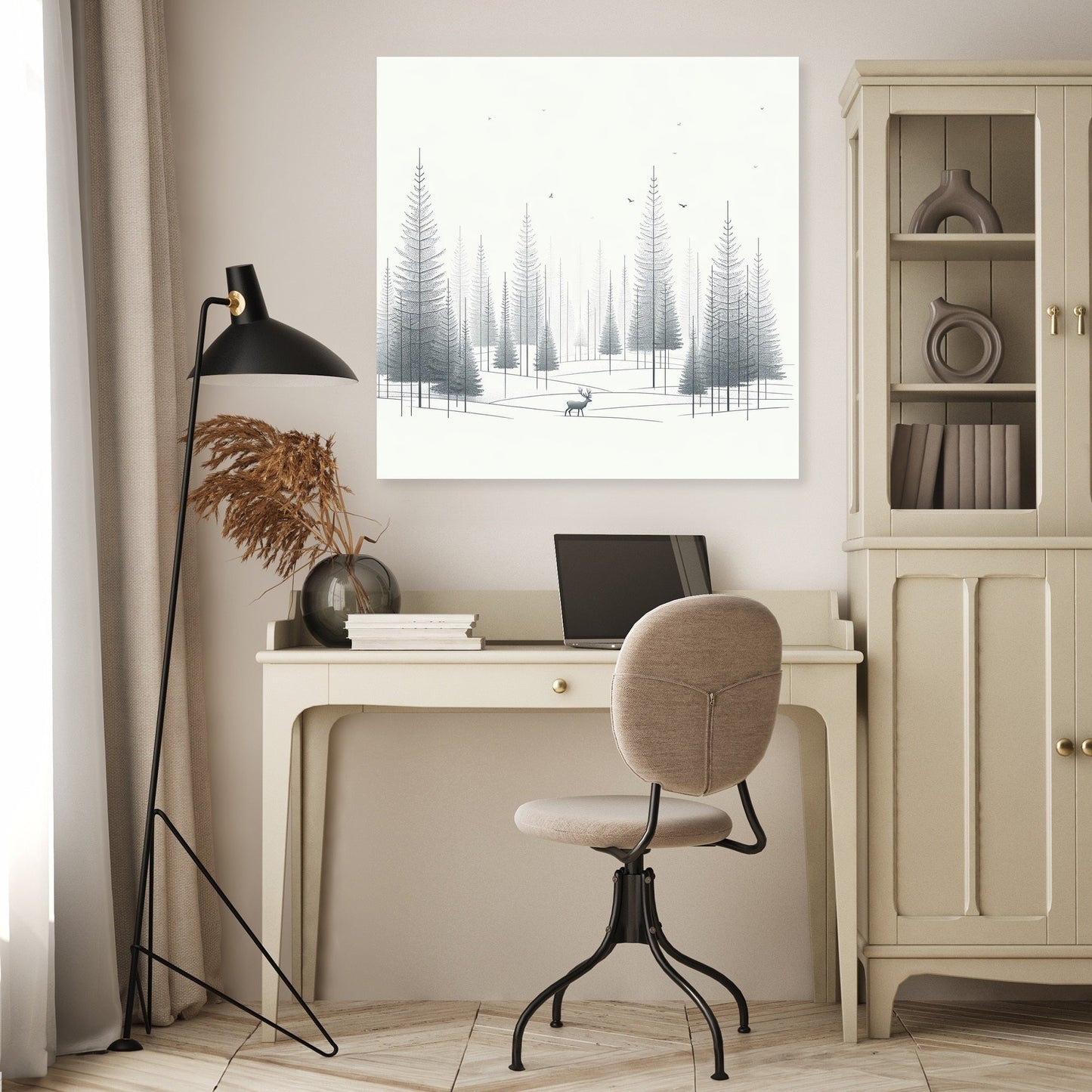 Winter Solitude in Monochromatic Canvas