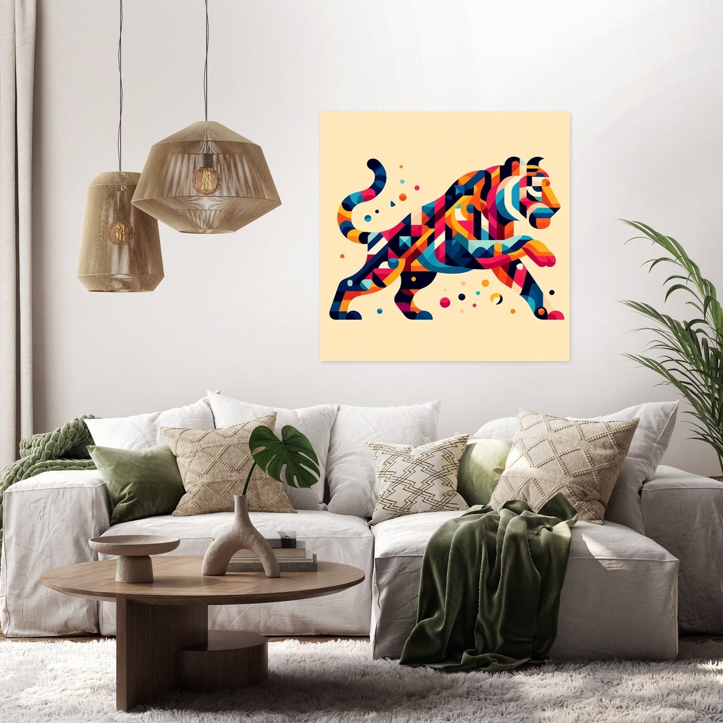 Vibrant Geometric Tiger Canvas