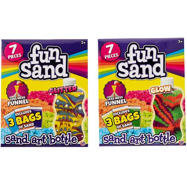 Children's 7 Piece Fun Sand Art Bottle Set with Glitter or Glow Theme