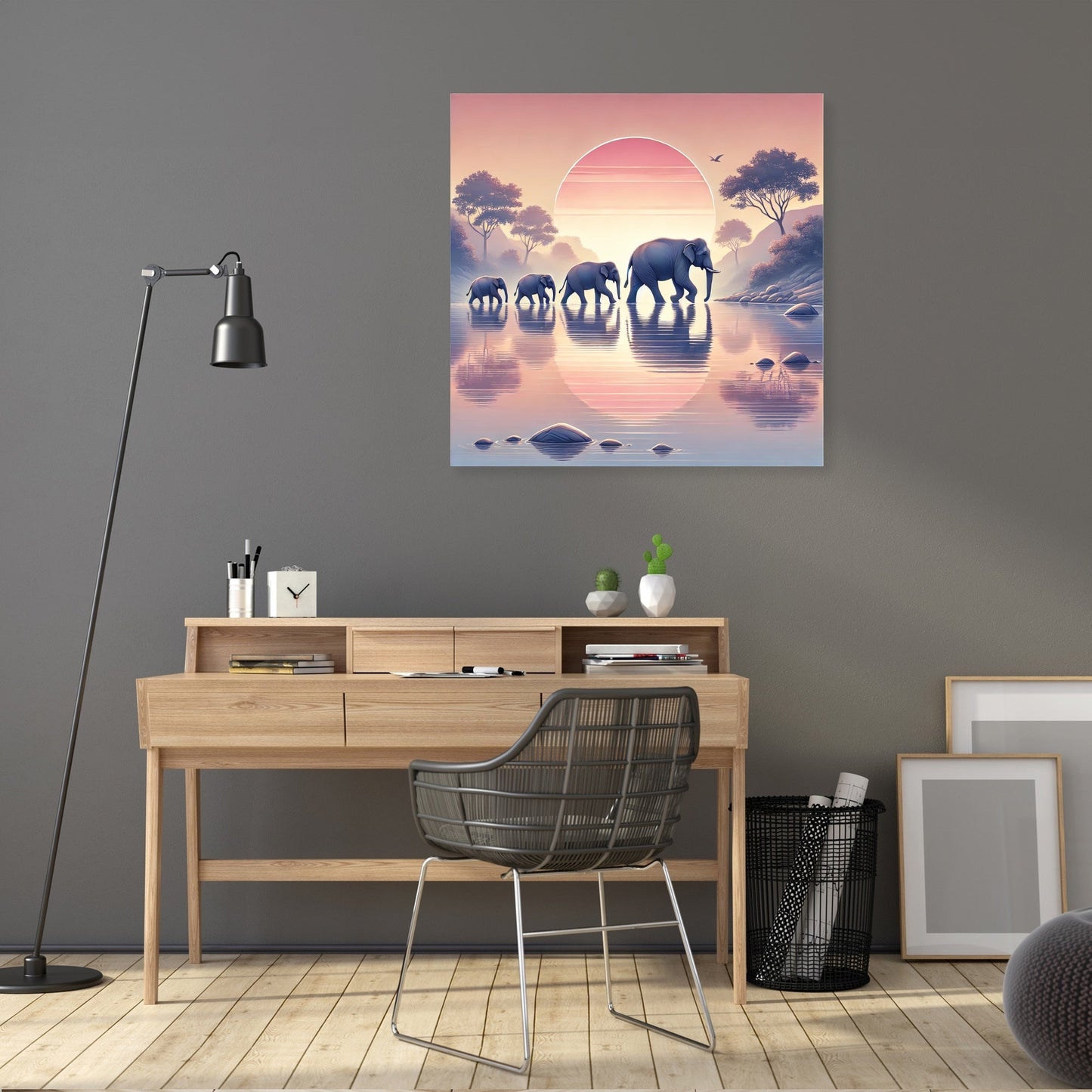 Elephant Sunrise Canvas