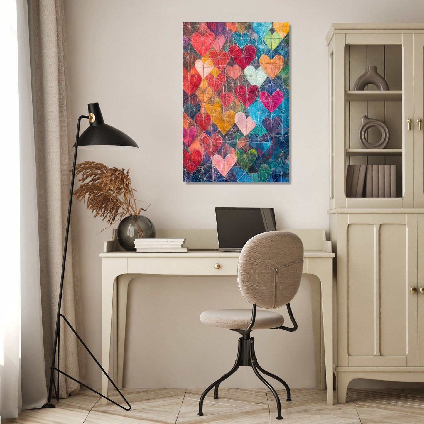 Intertwined Hearts Geometry Canvas