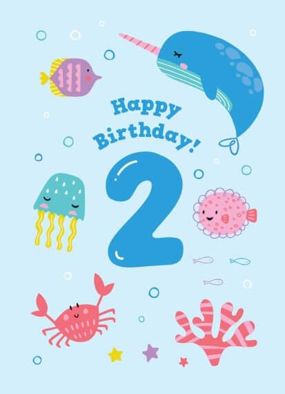 Happy Birthday Card - Age 2 (105 x 148 mm)