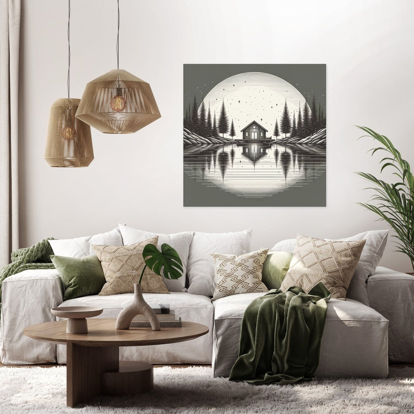 A Peaceful Retreat in Monochrome Canvas