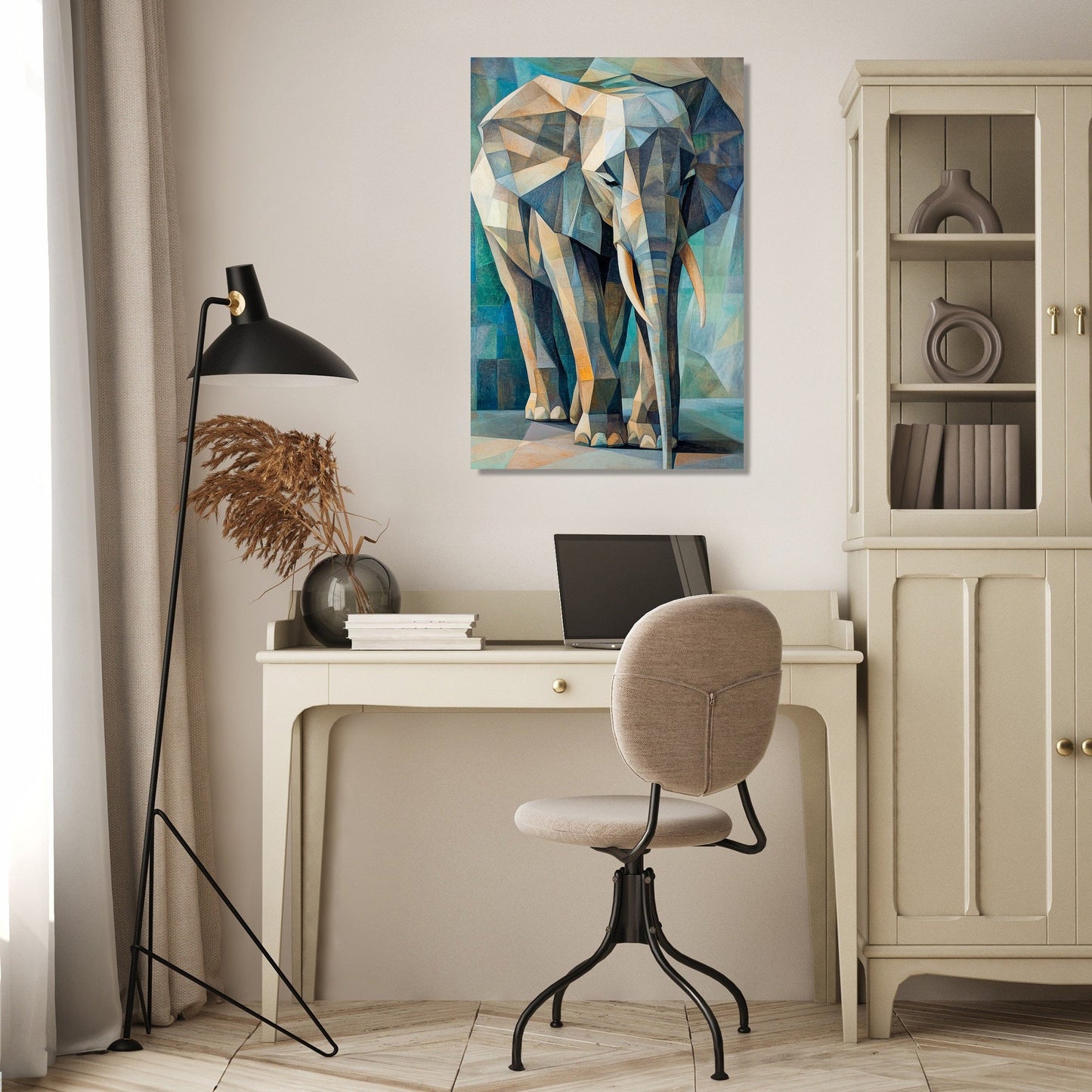 Geometric Majesty Elephant Canvas
