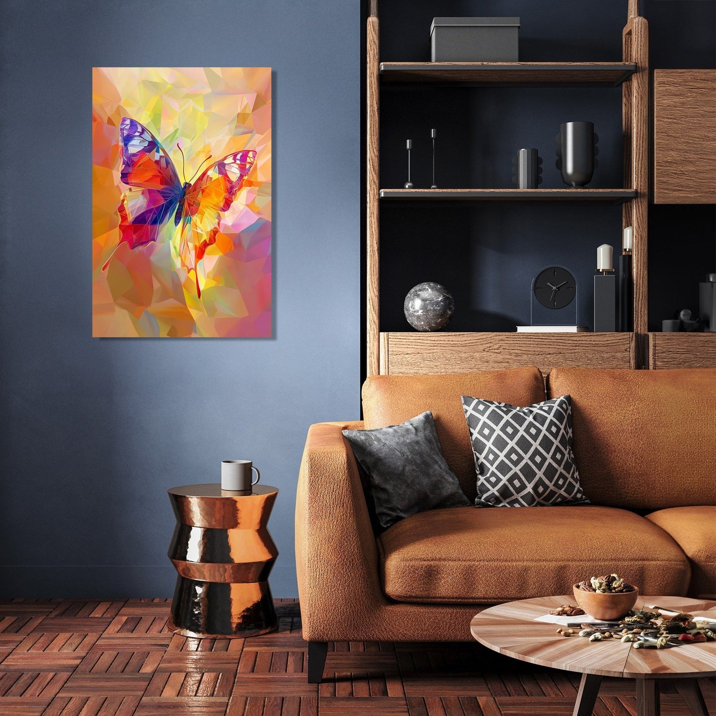 Polygonal Butterfly Kaleidoscope Canvas