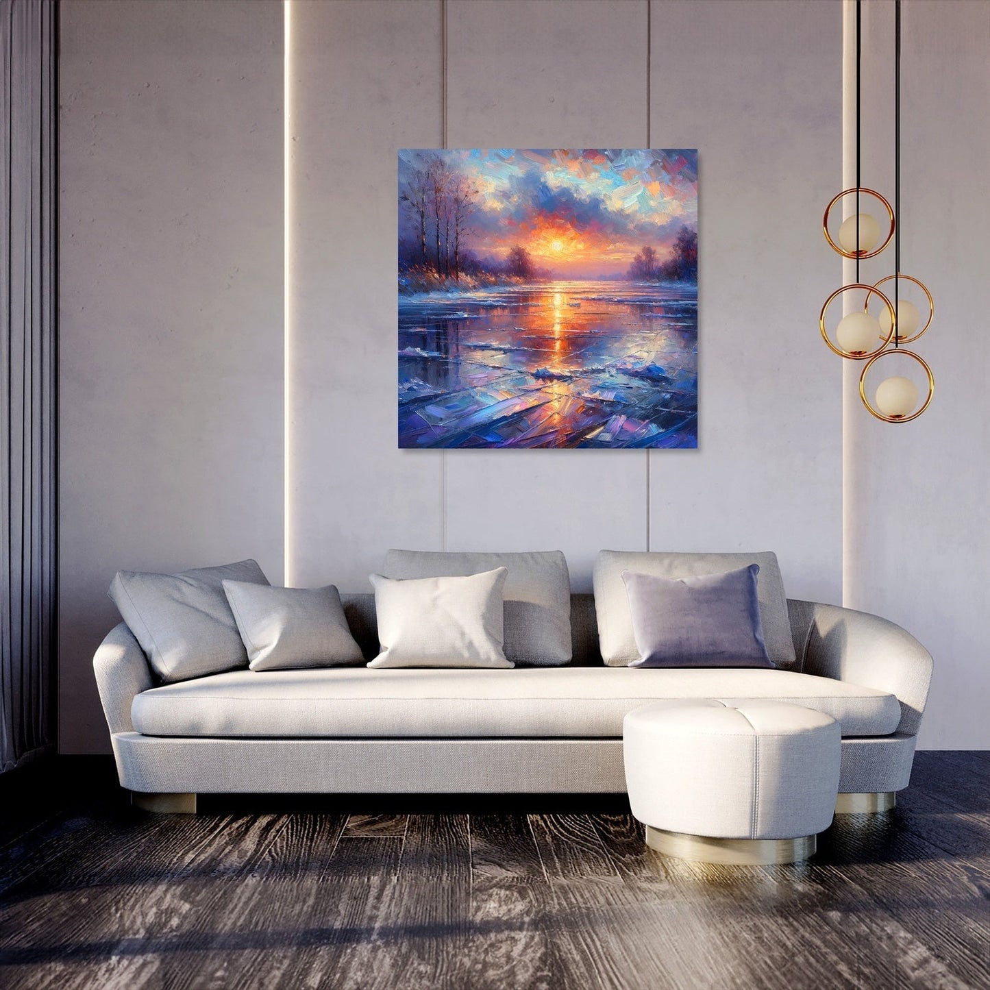 Sunset Serenity on Ice Canvas