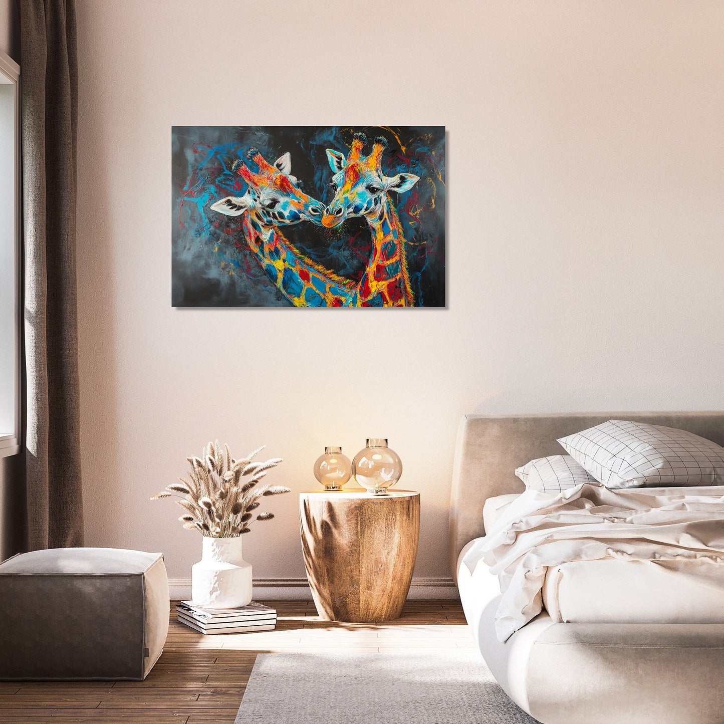 Vibrant Giraffe Duet Canvas