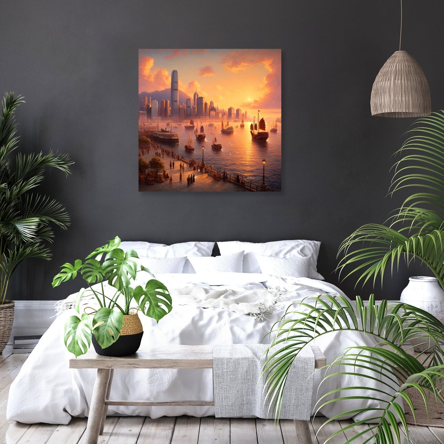 Sunset Over Victoria Harbour Canvas