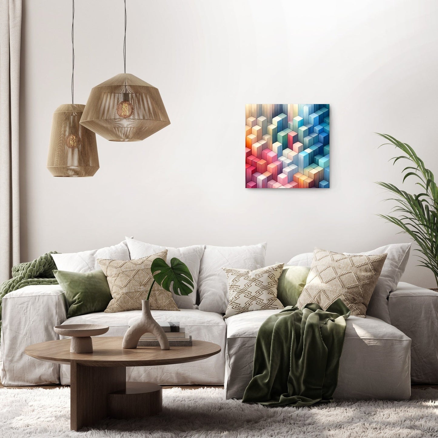 Pastel Serenity Cube Mosaic Canvas