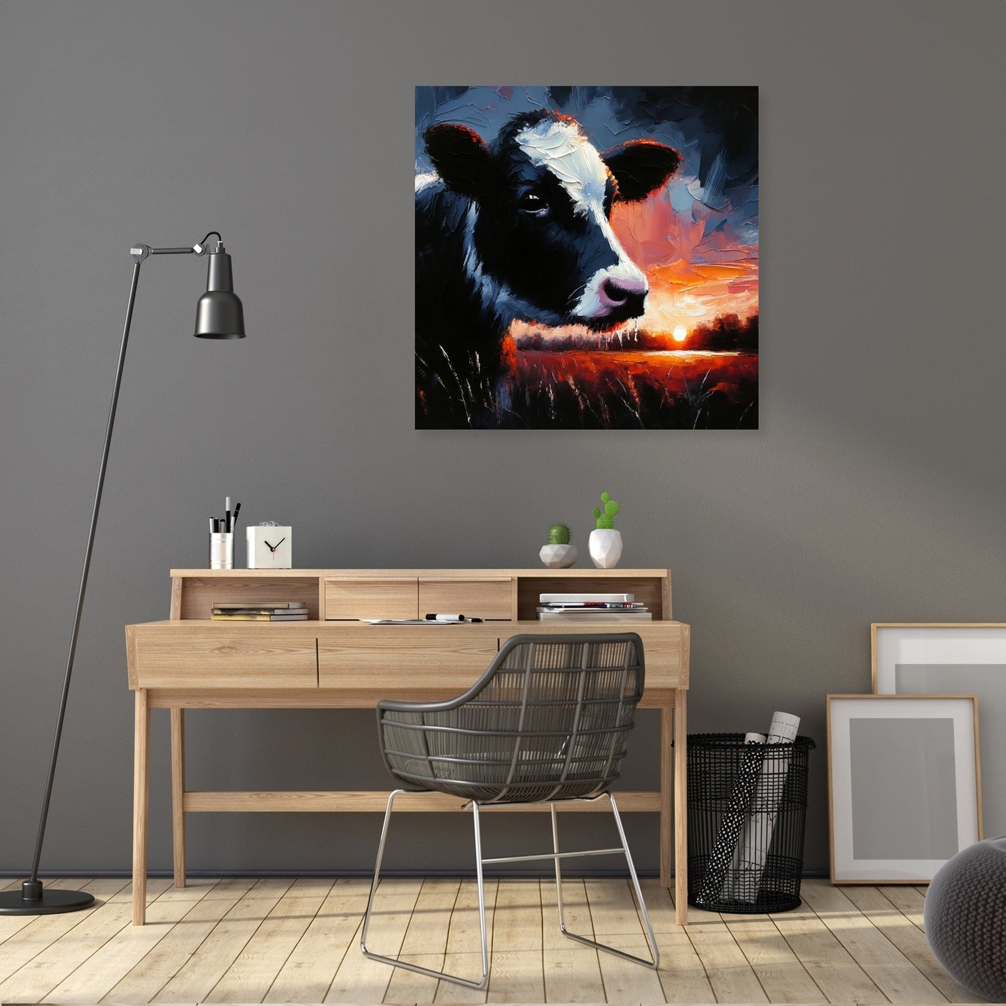 Dusk Solitude Cow Canvas