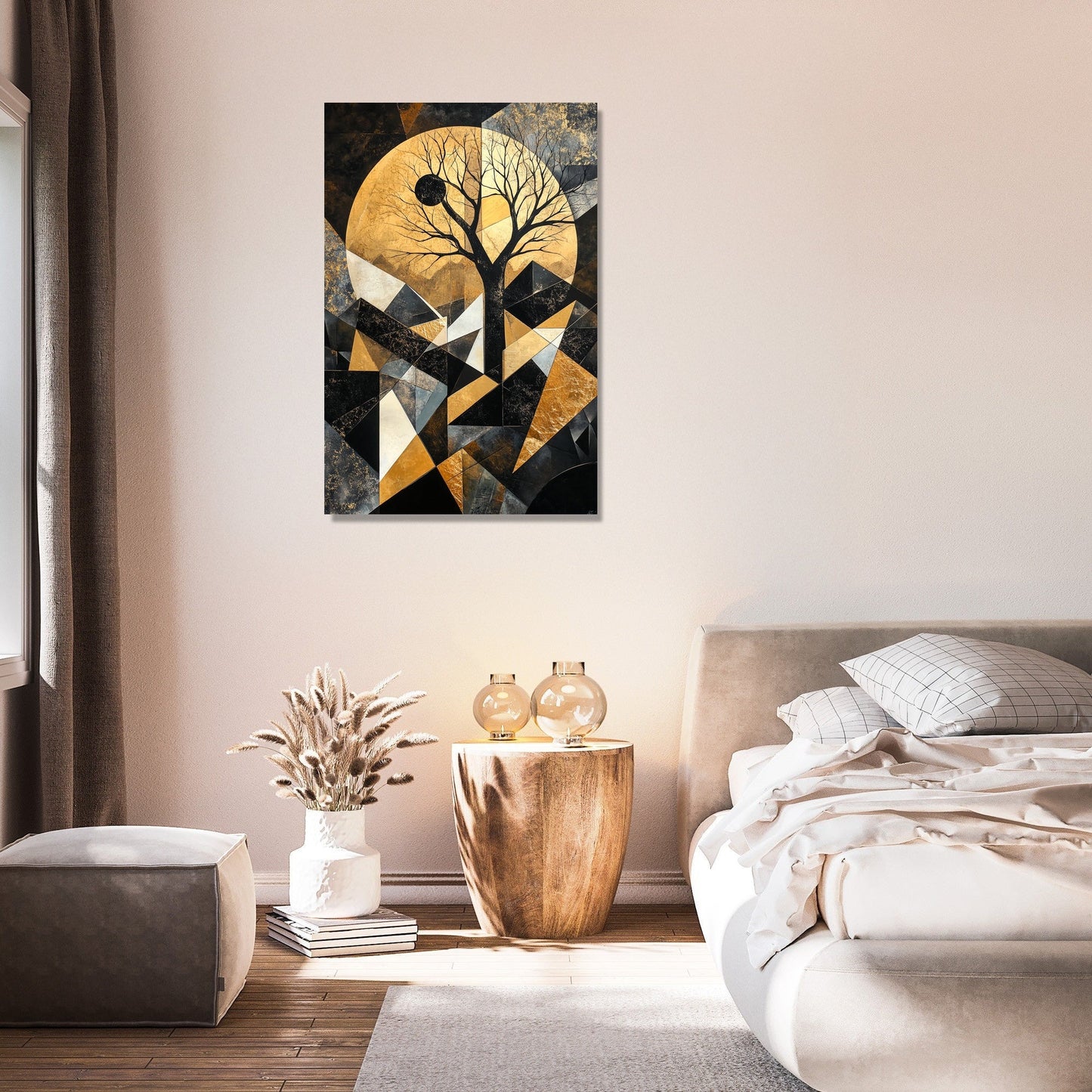 Geometric Nightscape Canvas