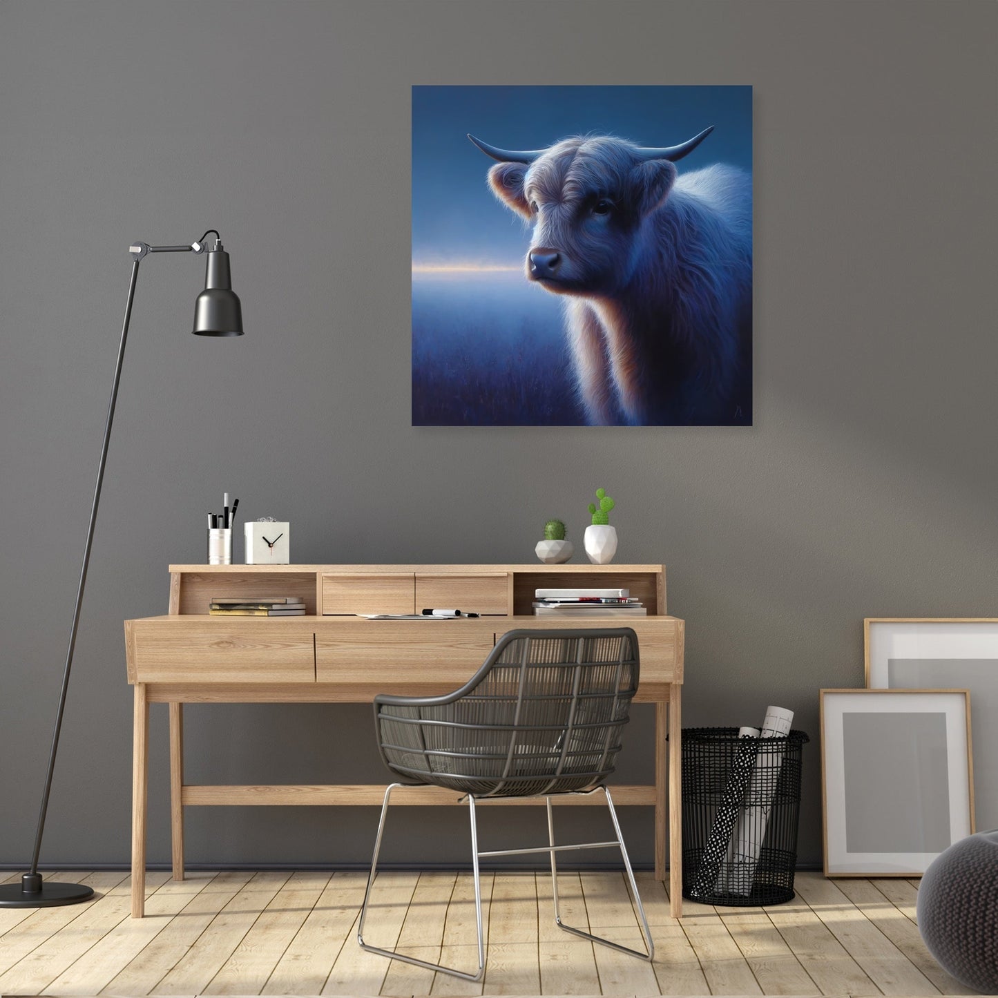 Highland Cow Evening Calm Canvas