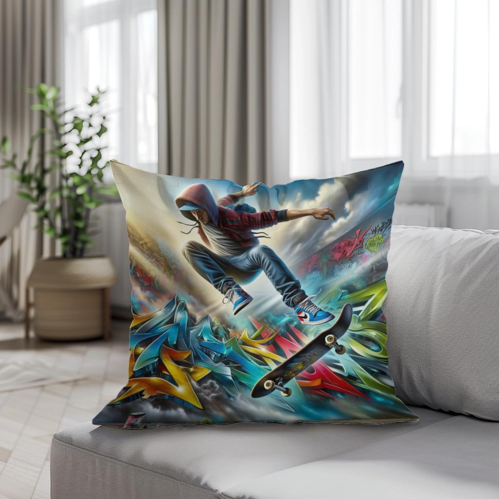 Hyper-Real Graffiti Skate Cotton Cushion