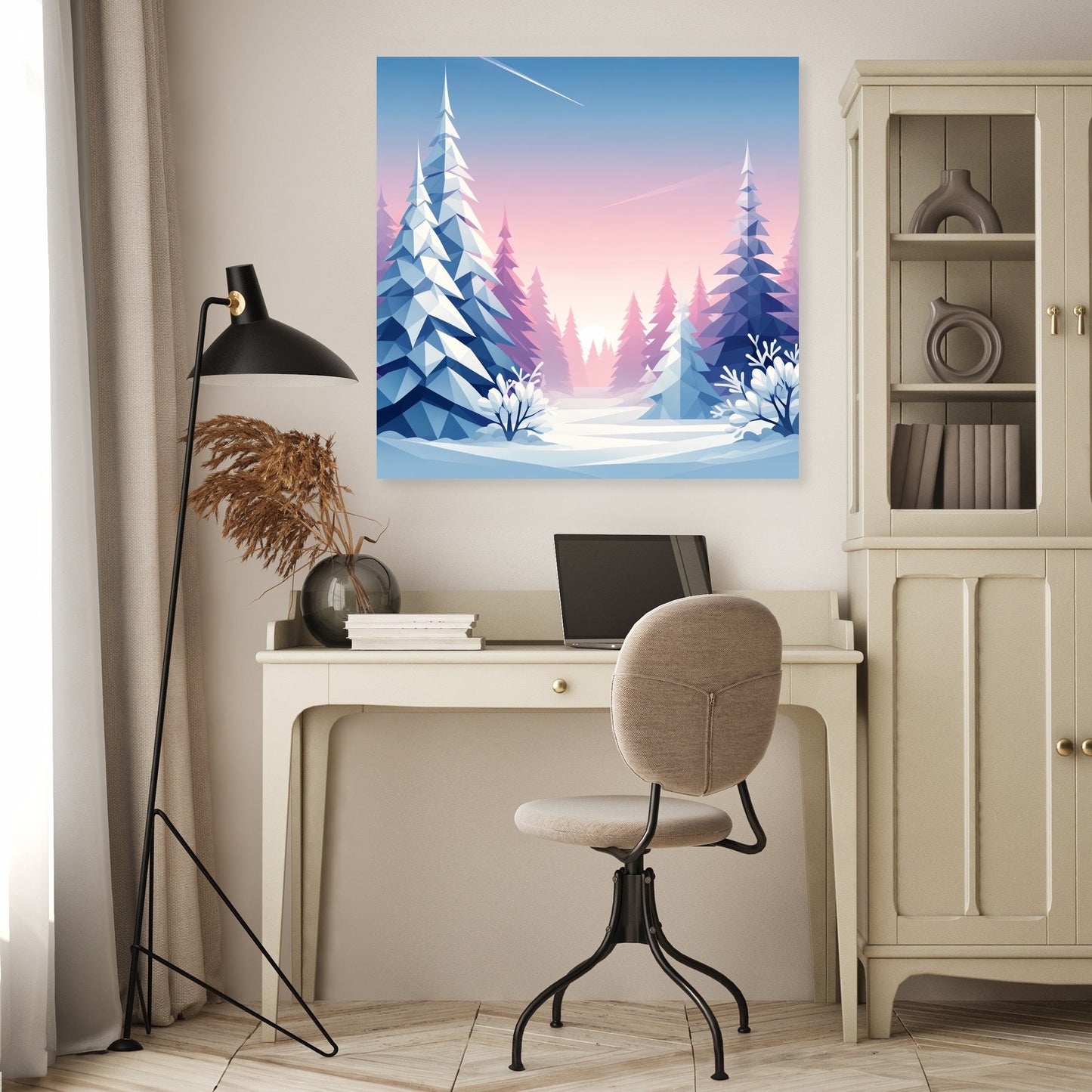 Frosty Dawn Geometry Canvas