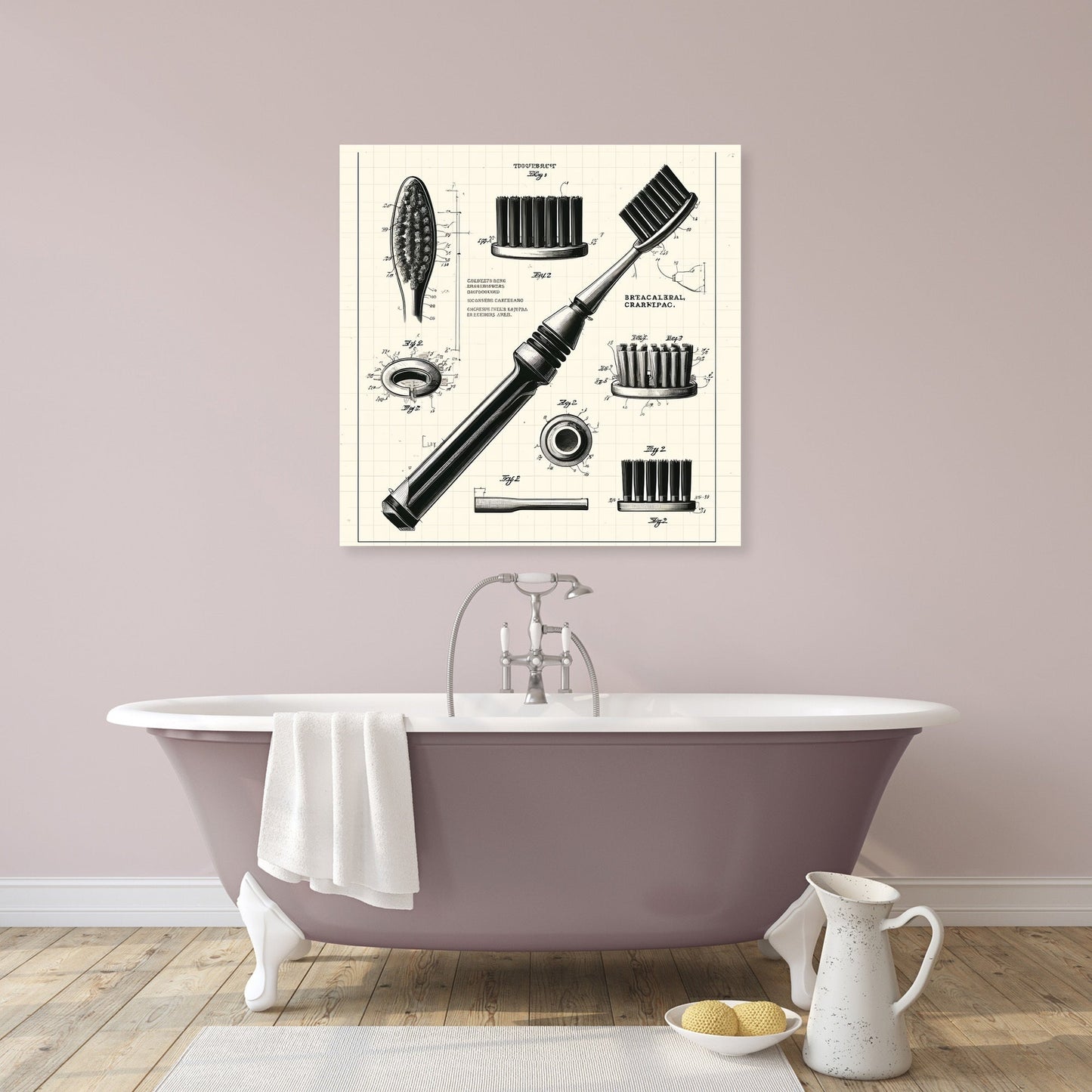 Charcoal Bristle Toothbrush Patent Art Canvas