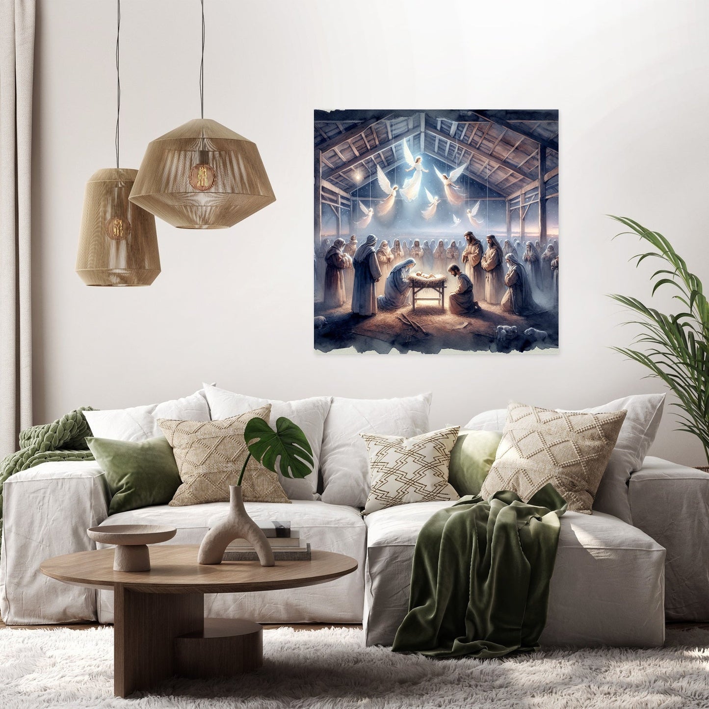 Serene Nativity Nightfall Canvas