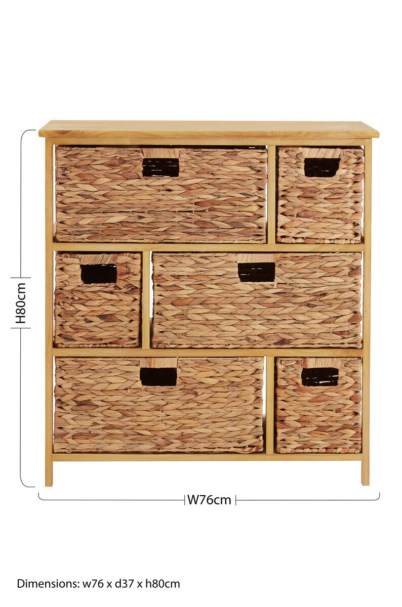 Padstow 6 Basket Drawers Natural Water Storage Unit
