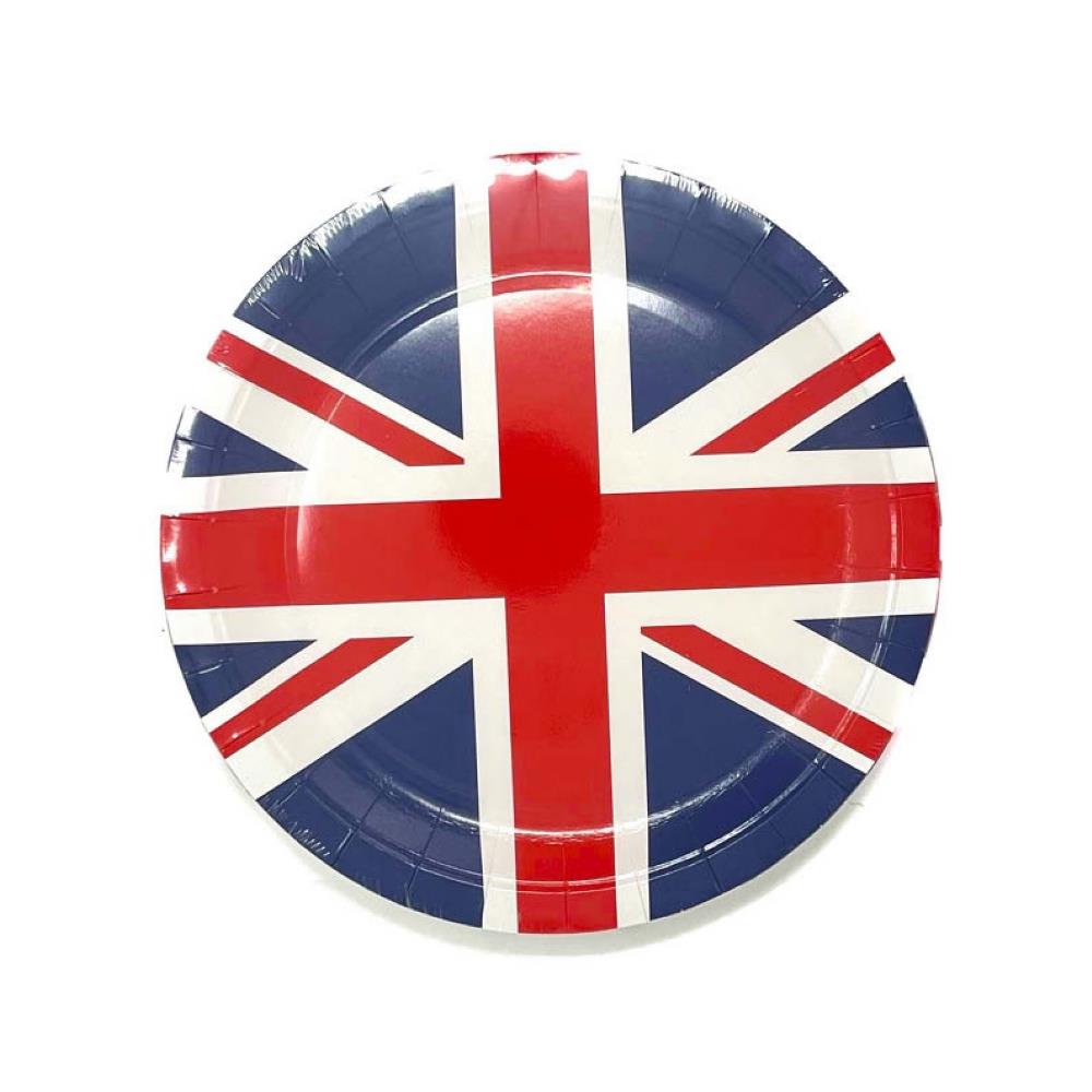 Pack of 8 Union Jack 9" Recyclable Paper Plates for Parties