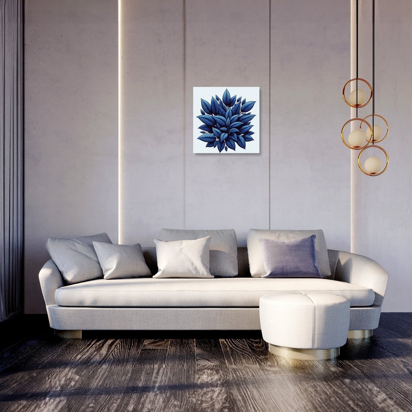 Indigo Foliage Embrace Canvas