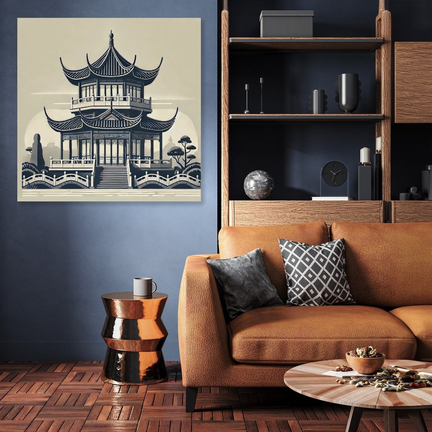 Monochrome Pagoda Canvas