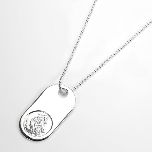 Sterling Silver Heavy St Christopher Dog Tag