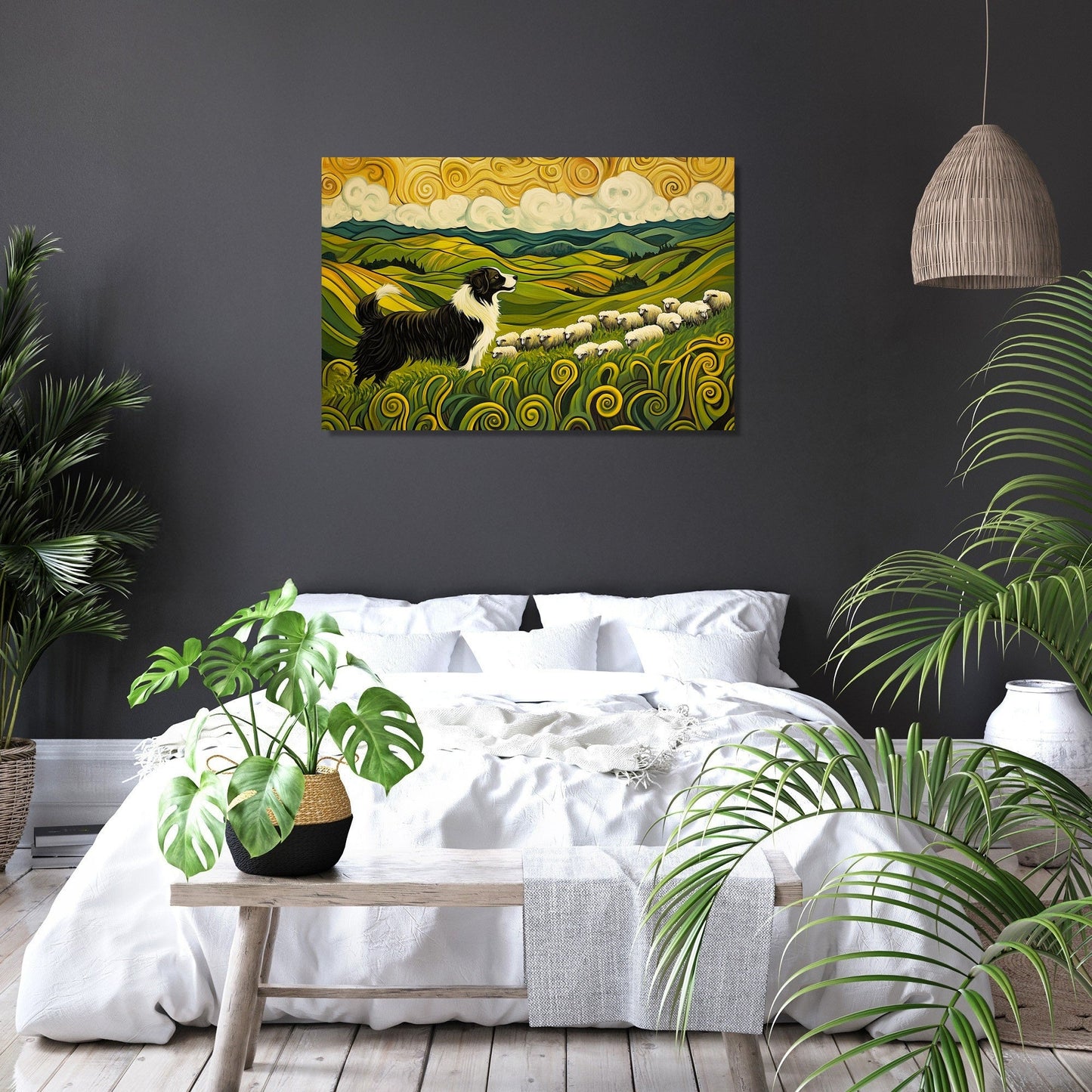 Energetic Border Collie Canvas