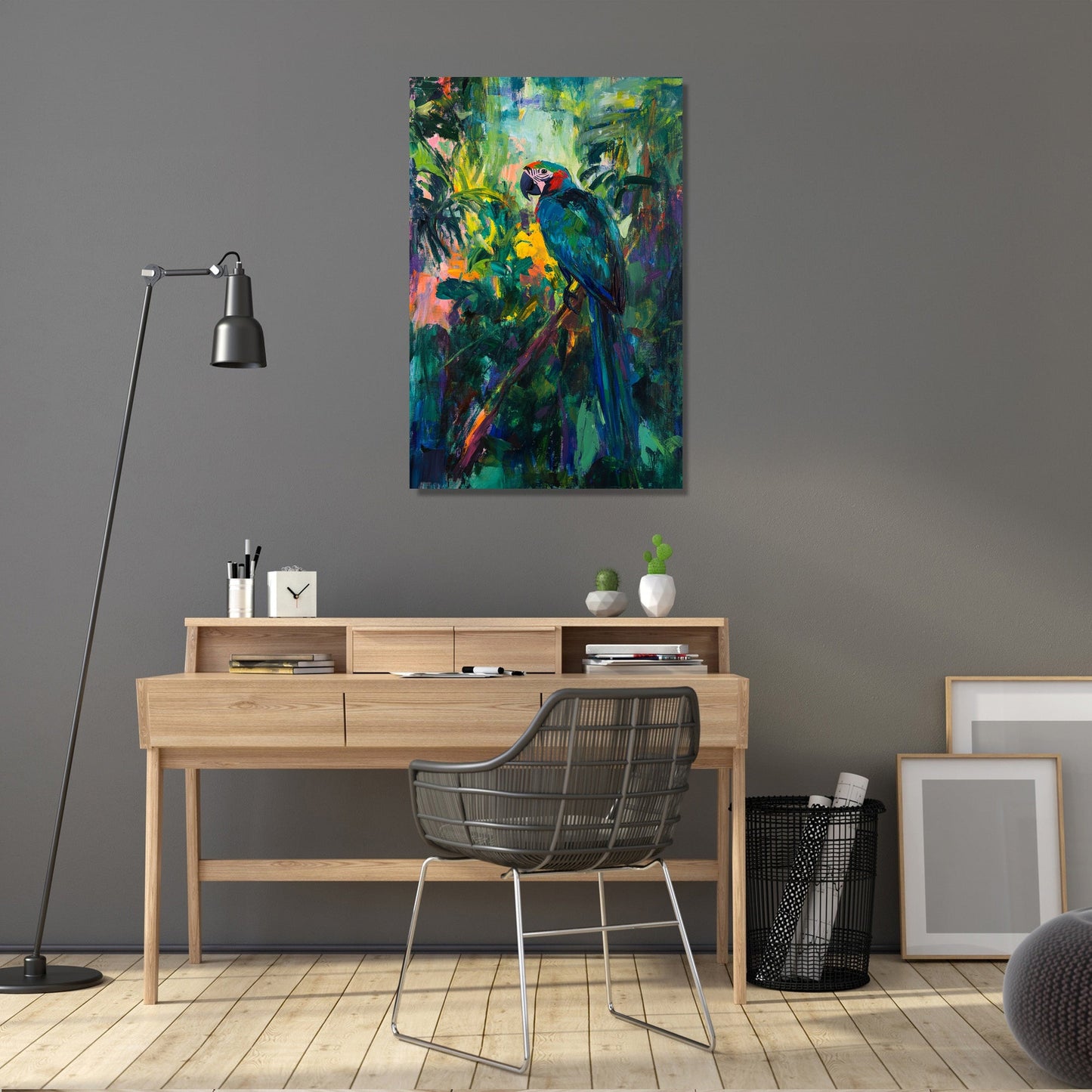 Parrot on Branch Canvas