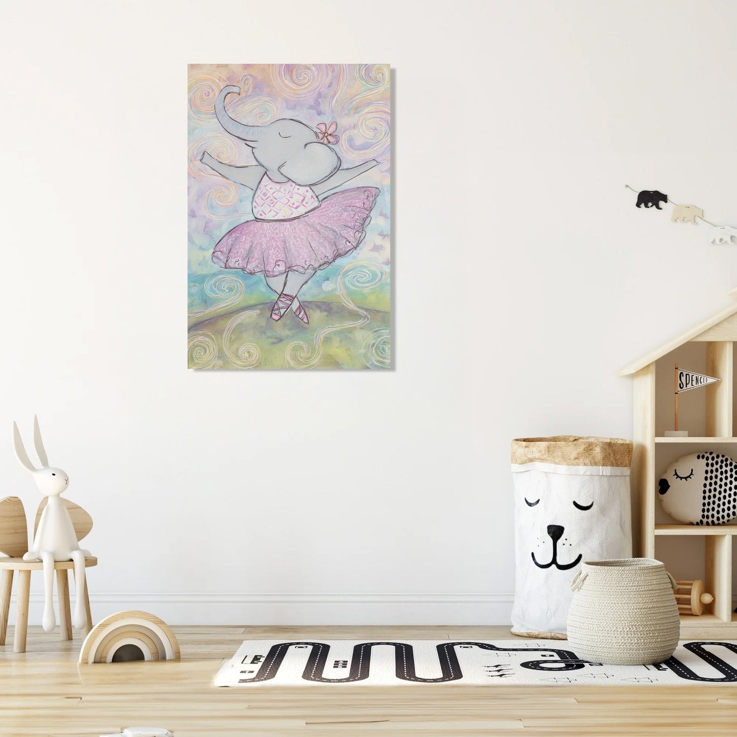 Twirling Elephant Ballerina Canvas