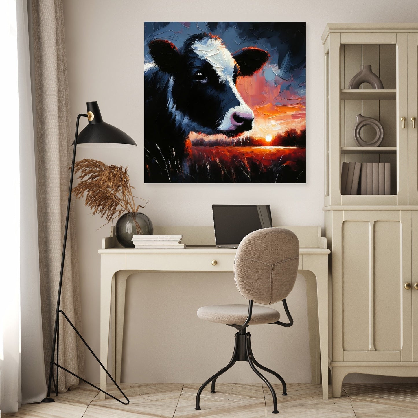 Dusk Solitude Cow Canvas
