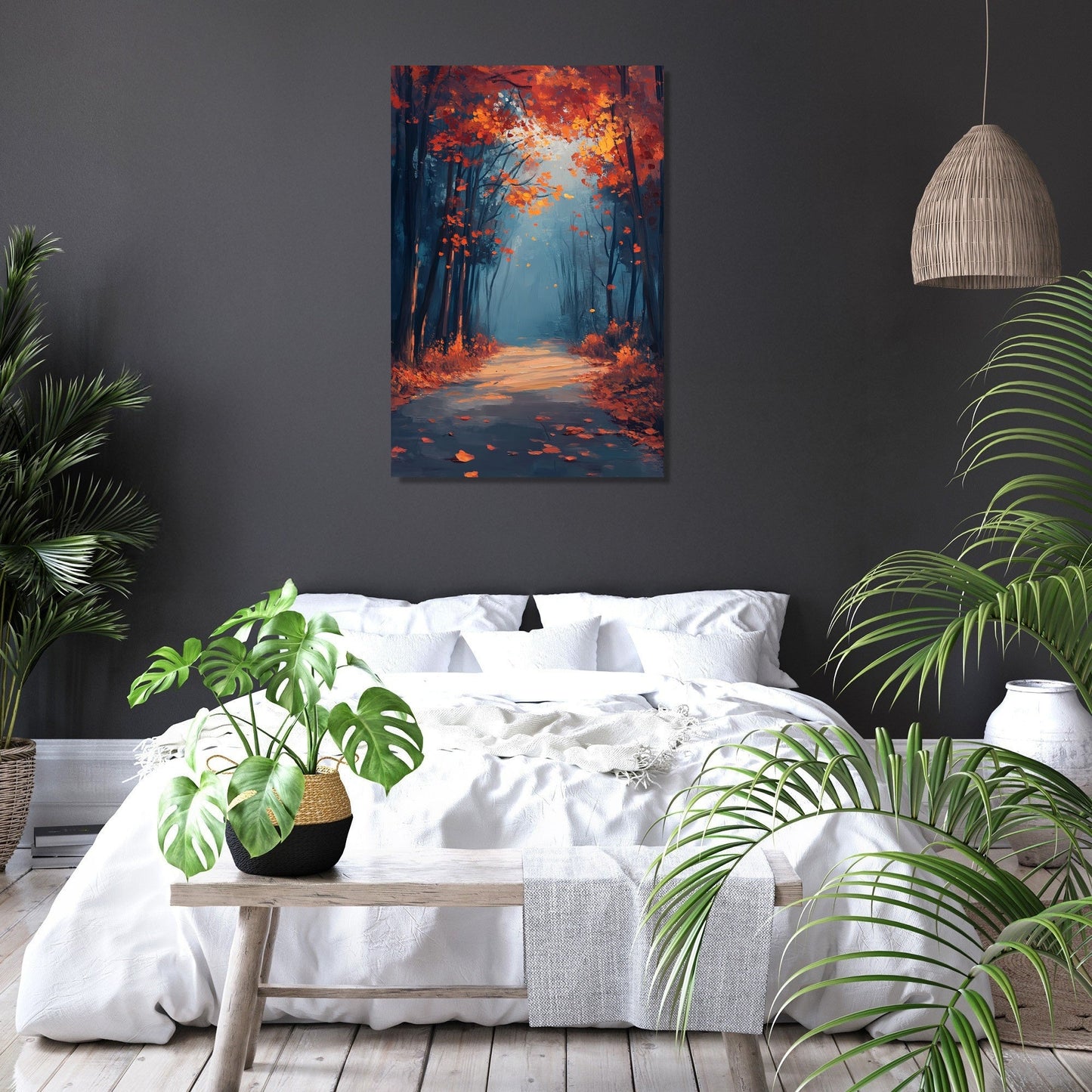 Twilight Autumn Leaves Canvas