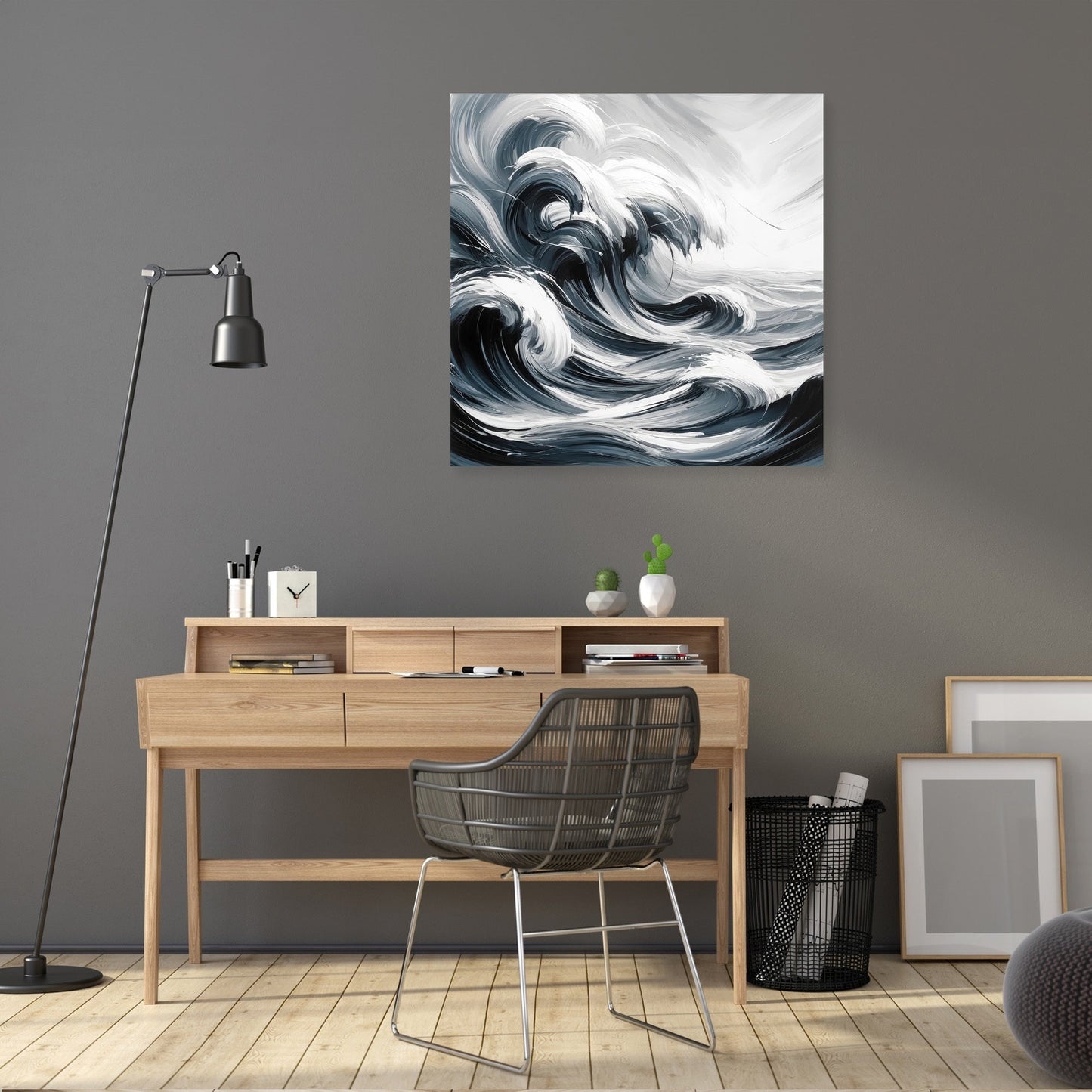 Monochrome Tides Canvas